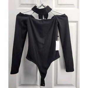 ASTR The Label NWT Long Sleeve Cutout Choker Bodysuit in Black XS